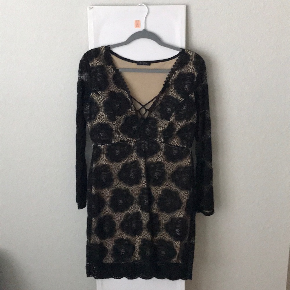 Scobe black lace long sleeve dress